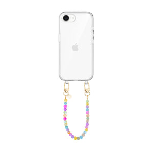 xoxo Wildhearts iPhone 16e - Shell Hearts (Rainbow) Transparant Cord Case - Short cord