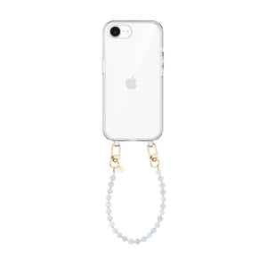 xoxo Wildhearts iPhone 16e - Shell Hearts (Beige) Transparant Cord Case - Short cord