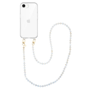 xoxo Wildhearts iPhone 16e - Shell Hearts (Beige) Transparant Cord Case - Long cord