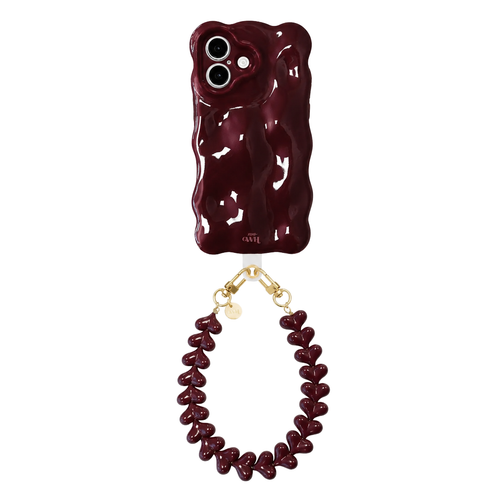 Bubbly case Burgundy - Funky Hearts Cord (Burgundy) - iPhone 16