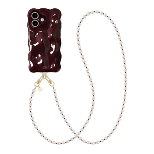 Bubbly case Burgundy - Burgundy Pearl Cord (long) - iPhone 17