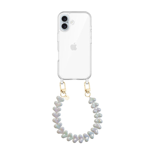 xoxo Wildhearts iPhone 17 - Funky Hearts (White Metal) Transparant Cord Case