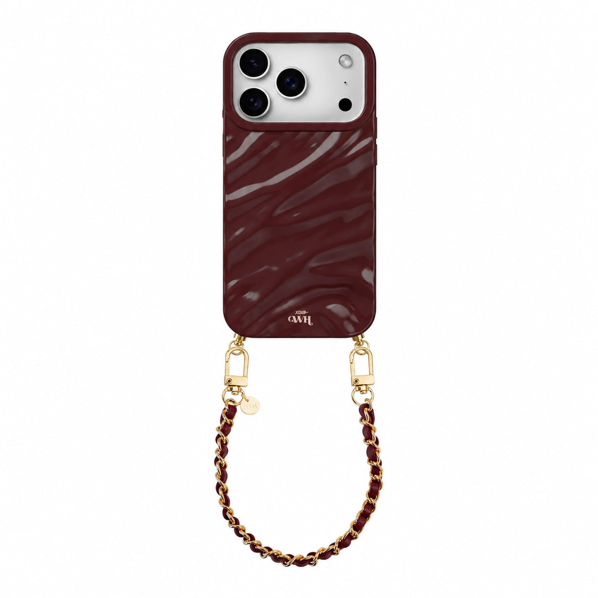 Burgundy Glaze Cord Case - Classic Chain (short) - iPhone 17 Pro Max
