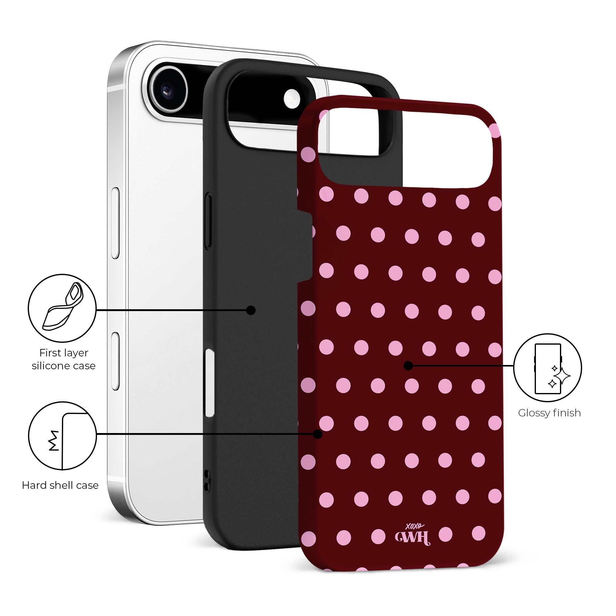 xoxo Wildhearts Polka Dots (Burgundy) - iPhone 17 Air