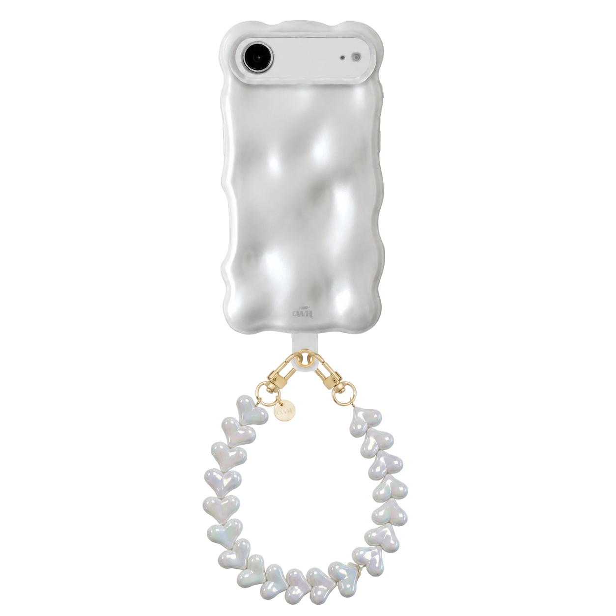 Bubbly case White - Funky Hearts Cord (White metallic) - iPhone 17 Air
