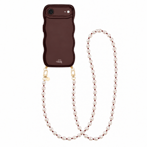 Glossy Wavy Cord Case Burgundy - Pearl Cord (long) - iPhone 17 Air