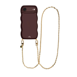 xoxo Wildhearts Glossy Wavy Cord Case Burgundy - Dreamy (long) - iPhone 17 Air