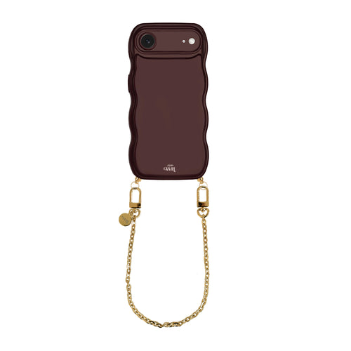 xoxo Wildhearts Glossy Wavy Cord Case Burgundy - Dreamy (short) - iPhone 17 Air