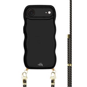 xoxo Wildhearts Glossy Wavy Cord Case Black - Gold Goddess - iPhone 17 Air