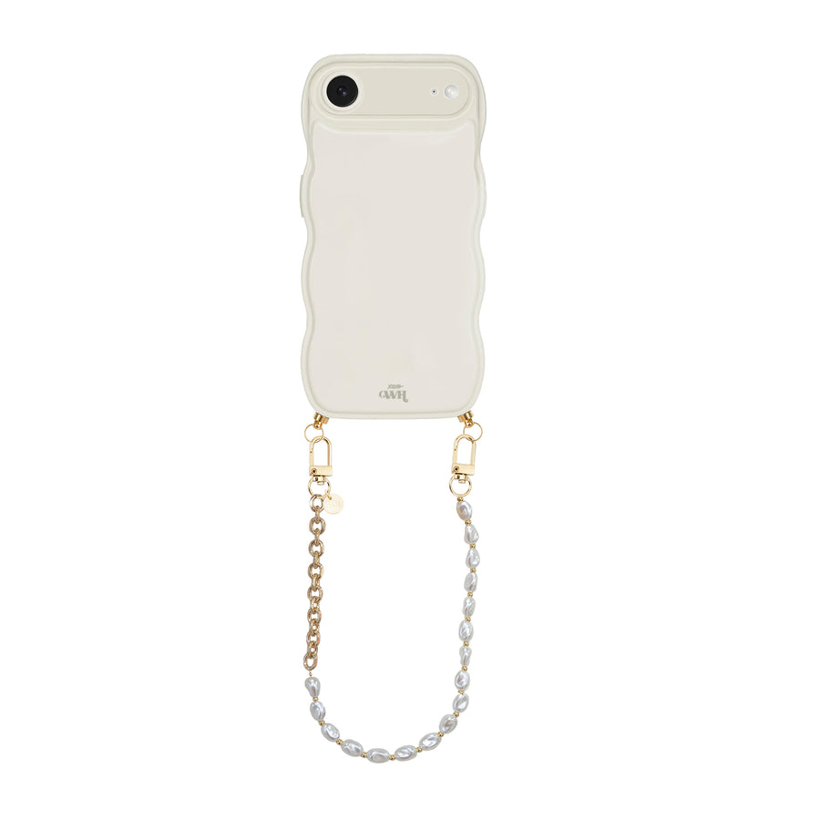 Glossy Wavy Cord Case Beige - Over The Moon (short) - iPhone 17 Air
