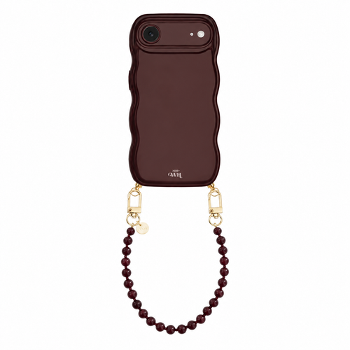 Glossy Wavy Cord Case Burgundy - Muse Cord (short) - iPhone 17 Air