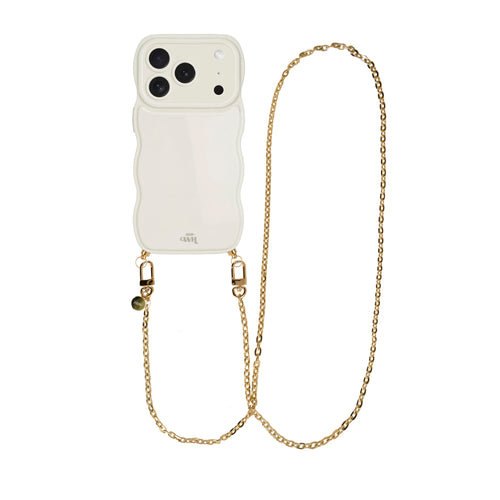 xoxo Wildhearts Glossy Wavy Cord Case Beige - Dreamy (long) - iPhone 17 Pro Max
