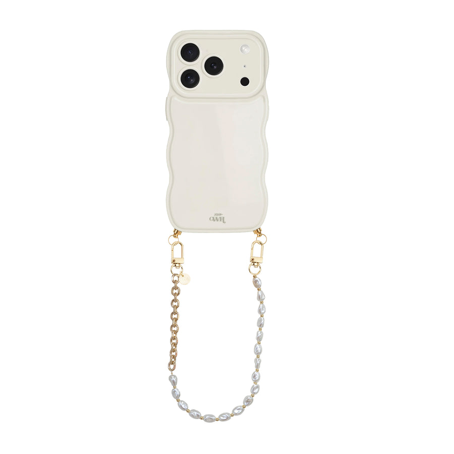 Glossy Wavy Cord Case Beige - Over The Moon (short) - iPhone 17 Pro