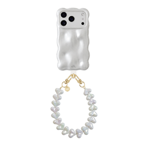 Bubbly case White - Funky Hearts Cord (White metallic) - iPhone 17 Pro Max
