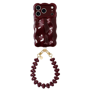 Bubbly case Burgundy - Funky Hearts Cord (Burgundy) - iPhone 17 Pro Max