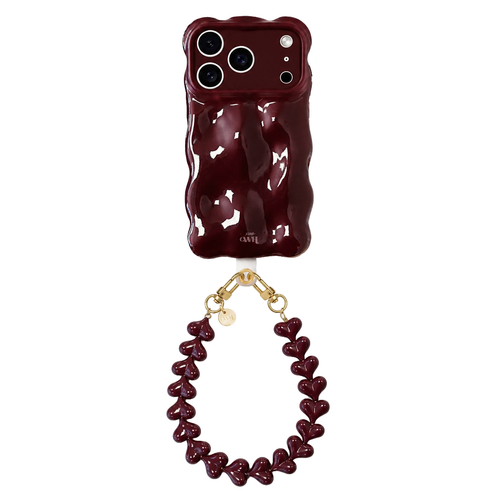 Bubbly case Burgundy - Funky Hearts Cord (Burgundy) - iPhone 17 Pro Max