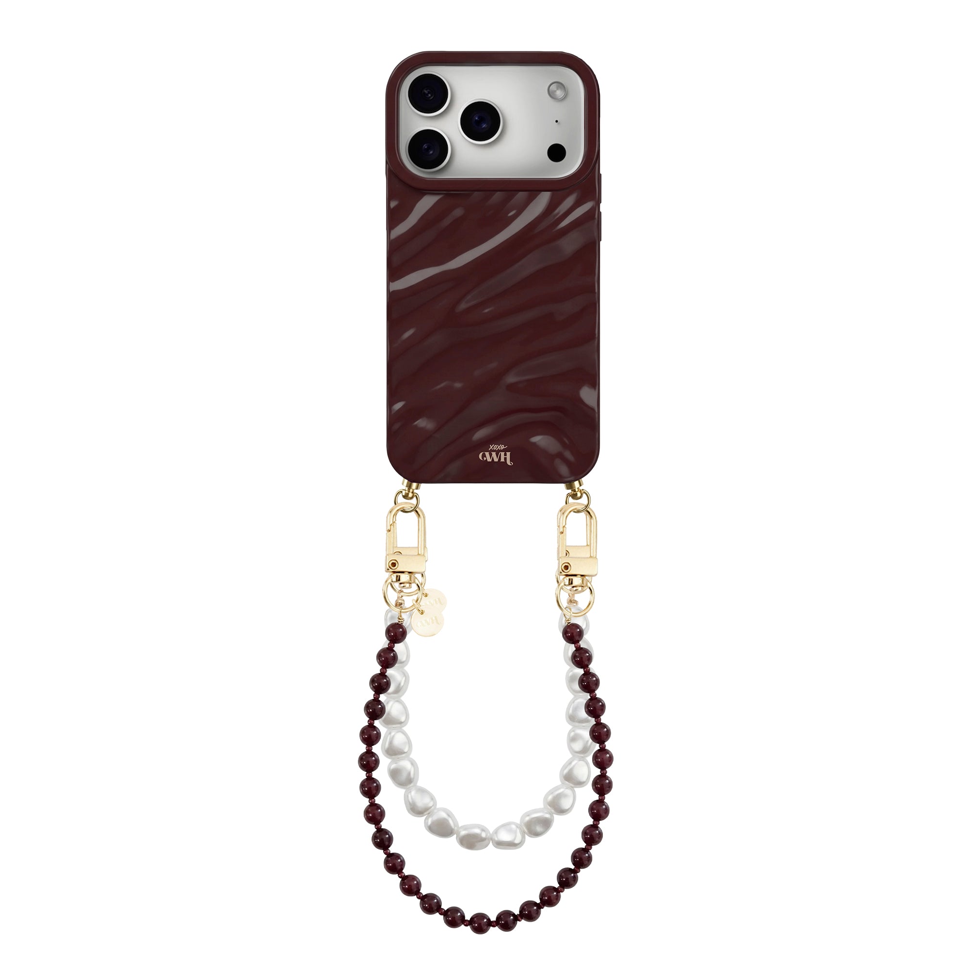 iPhone 17 Pro Max - Glaze Cord Case - Burgundy Muse & Pearls
