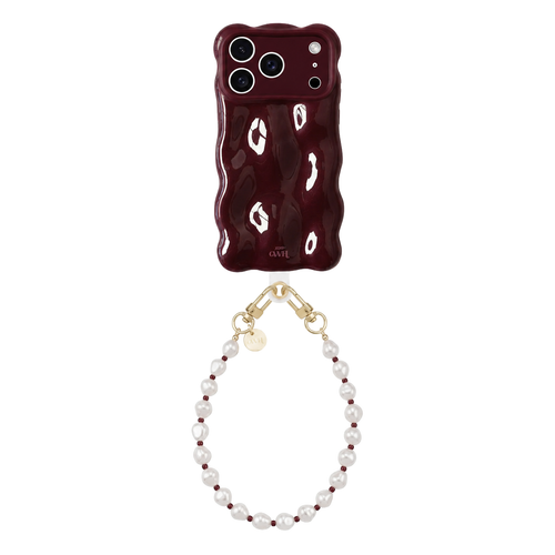 Bubbly case Burgundy - Burgundy Pearl Cord (short) - iPhone 17 Pro Max