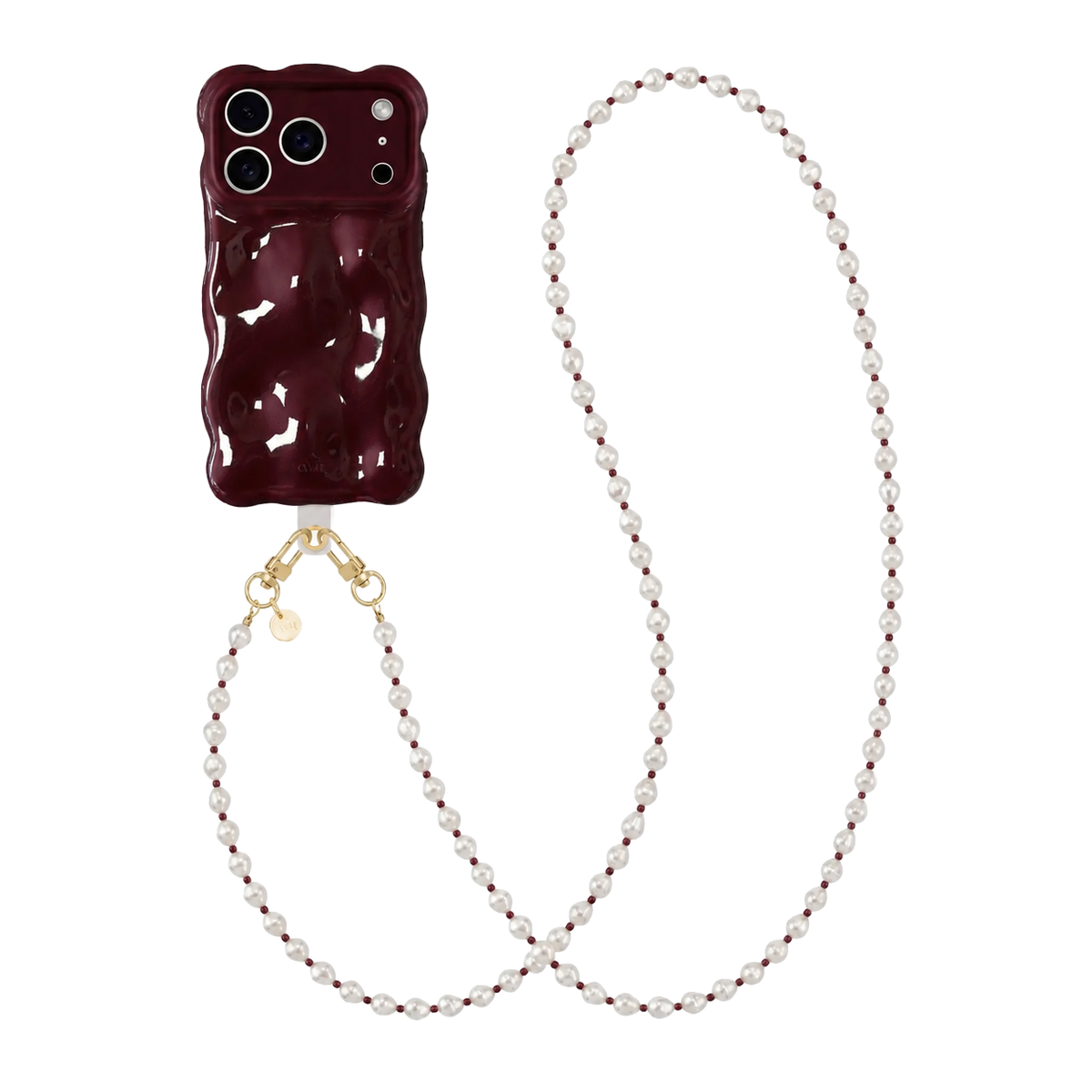 Bubbly case Burgundy - Burgundy Pearl Cord (long) - iPhone 17 Pro
