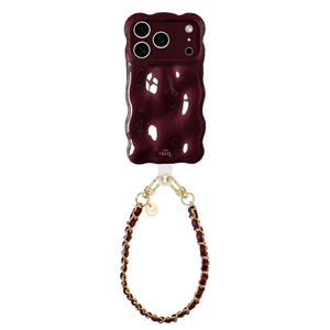 Bubbly case Burgundy - Classic Chain Cord (short) - iPhone 17 Pro Max