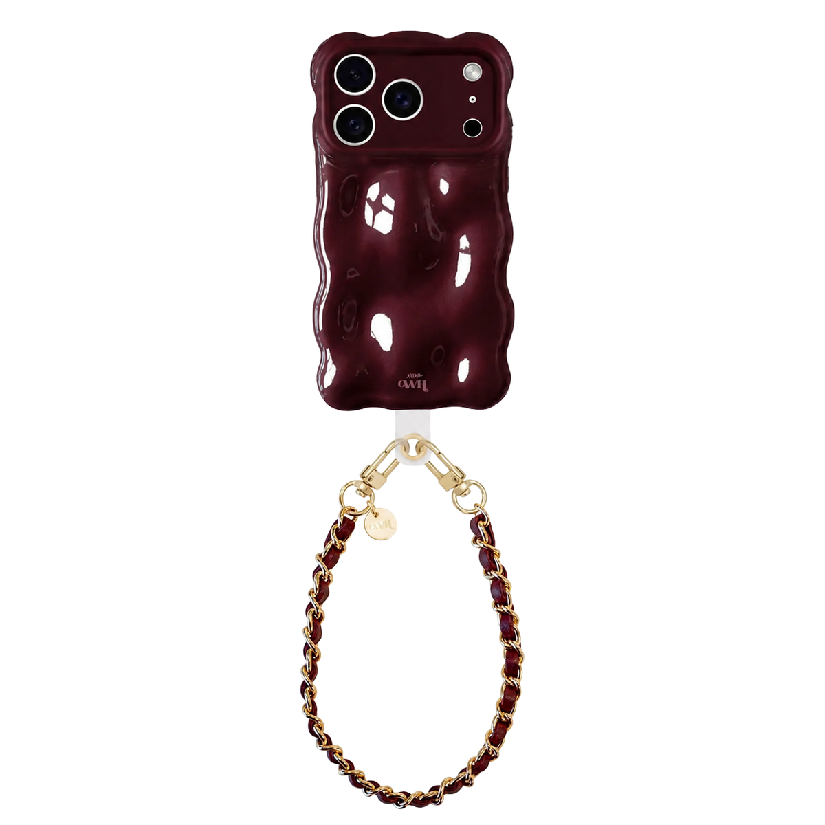 Bubbly case Burgundy - Classic Chain Cord (short) - iPhone 17 Pro Max