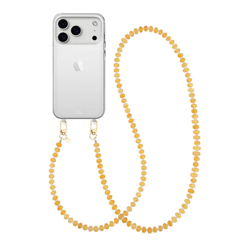 Dusty Yellow (long) Transparant Cord Case - iPhone 17 Pro