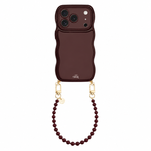 Glossy Wavy Cord Case Burgundy - Muse Cord (short) - iPhone 17 Pro