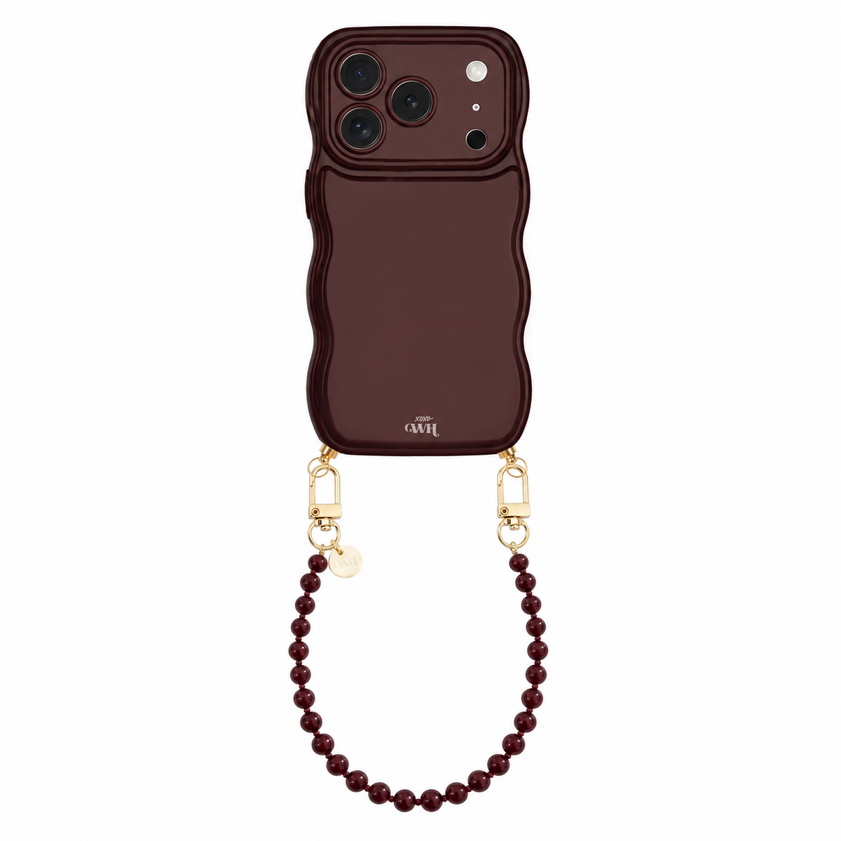 Glossy Wavy Cord Case Burgundy - Muse Cord (short) - iPhone 17 Pro