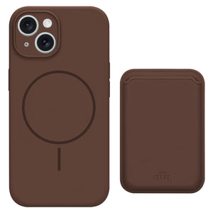 Silicone case with MagSafe Wallet (Brown) - iPhone 14