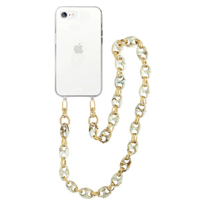 xoxo Wildhearts - iPhone 7/8 Plus - Marble Creme Transparant Cord Case - Long Cord