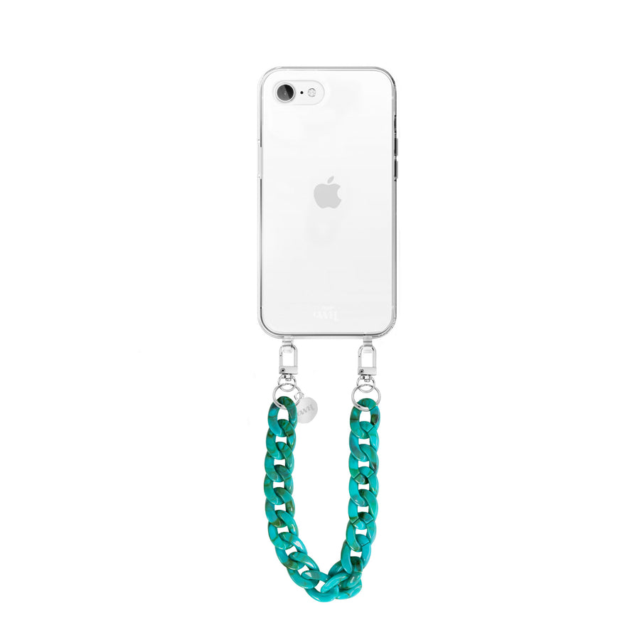 xoxo Wildhearts - iPhone 7/8 Plus - Blue Ocean Transparant Cord Case - Short Cord