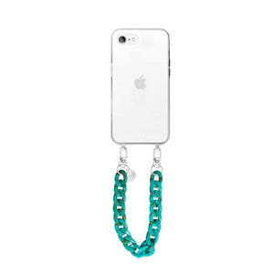 xoxo Wildhearts - iPhone 7/8/SE 2020/2022 - Blue Ocean Transparant Cord Case - Short Cord