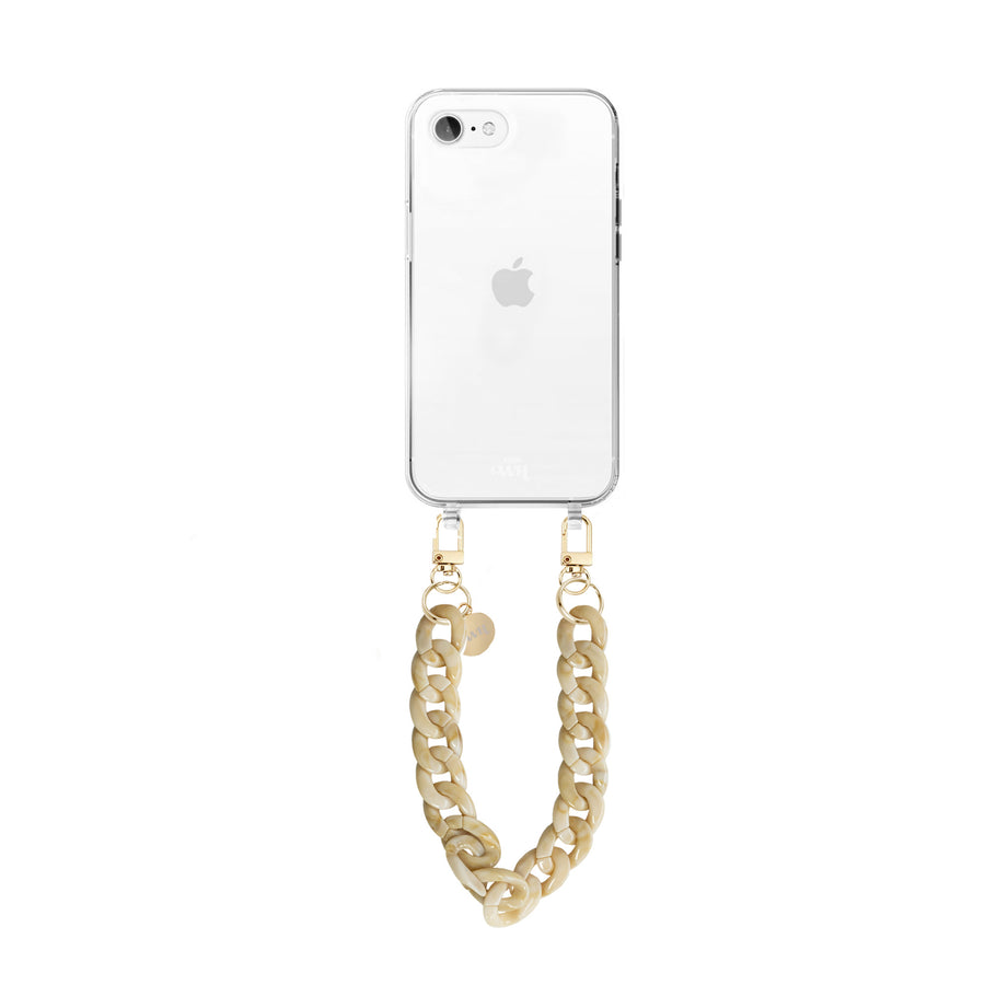 xoxo Wildhearts - iPhone 7/8 Plus - Cream Latte Transparant Cord Case - Short Cord