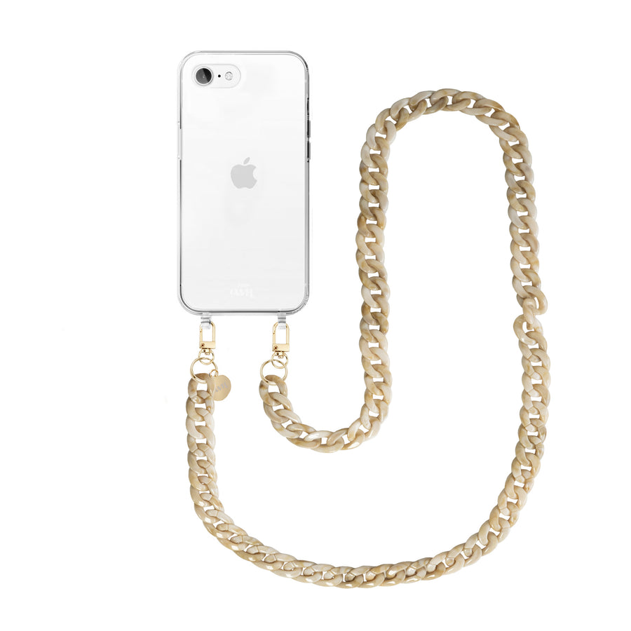 xoxo Wildhearts - iPhone 7/8 Plus - Cream Latte Transparant Cord Case - Long Cord