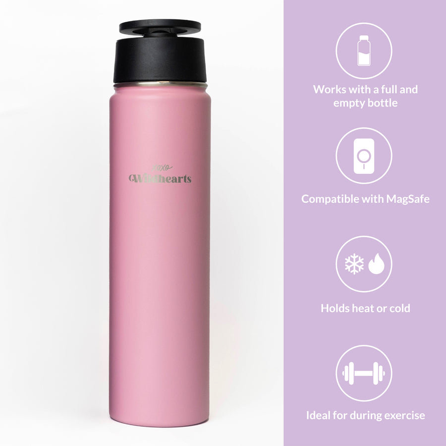 xoxo Wildhearts Water Bottle with MagSafe Ring - 700ml - 25oz (Pink)