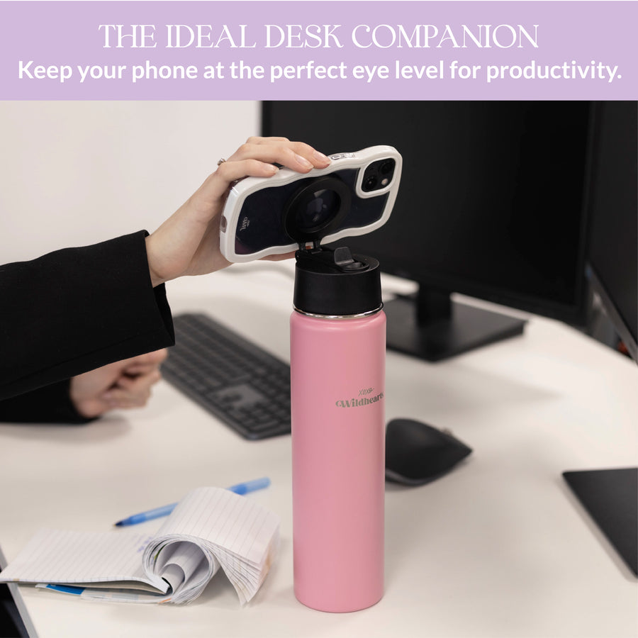 xoxo Wildhearts Water Bottle with MagSafe Ring - 700ml - 25oz (Pink)