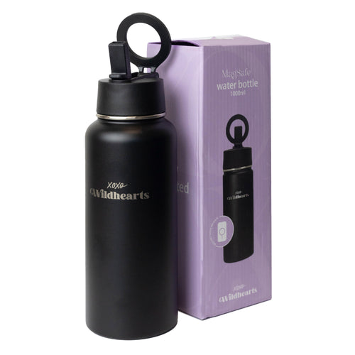 xoxo Wildhearts Water Bottle with MagSafe Ring - 1000ml - 32oz (Black)