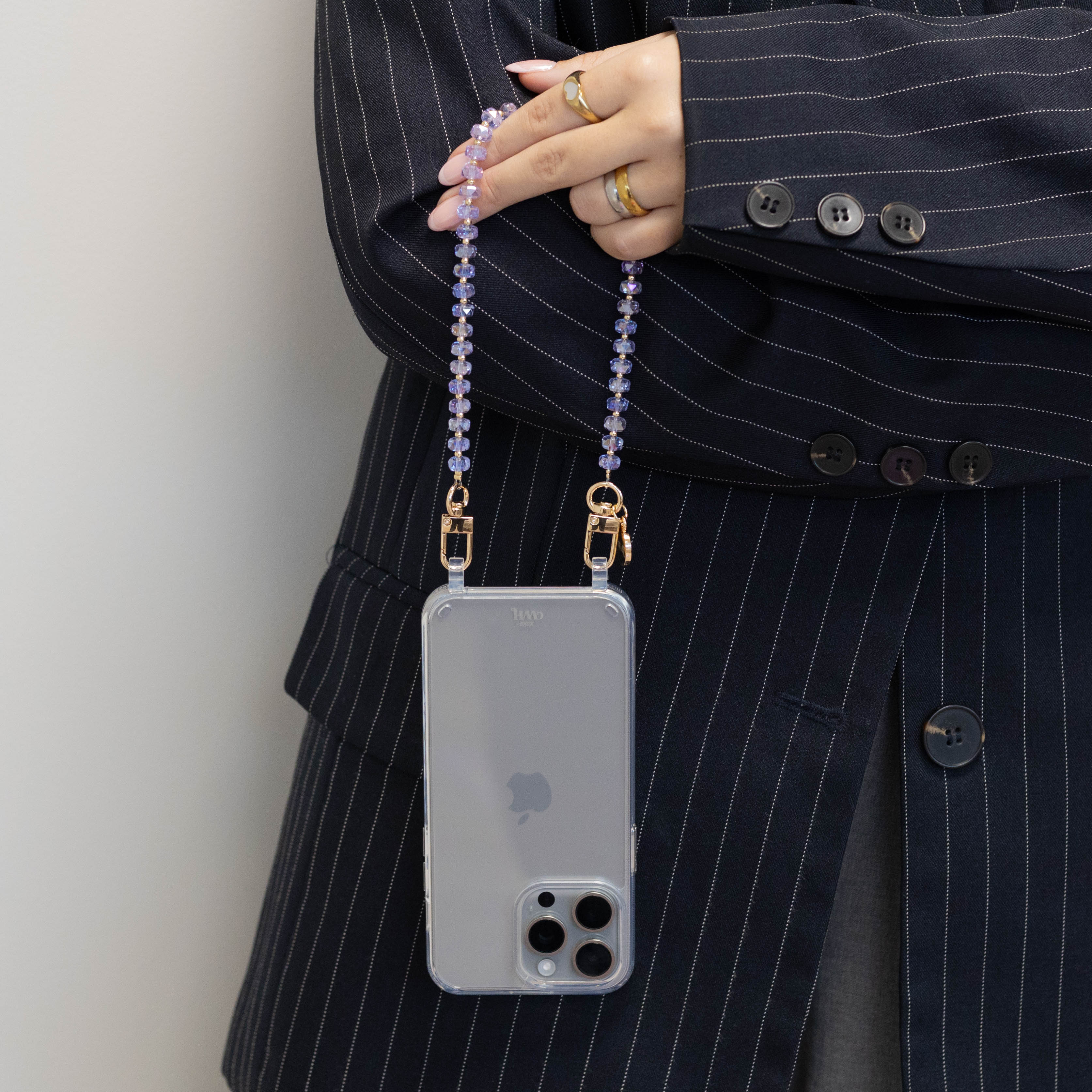 xoxo Wildhearts iPhone 17 - Crystal (Purple) Transparant Cord Case