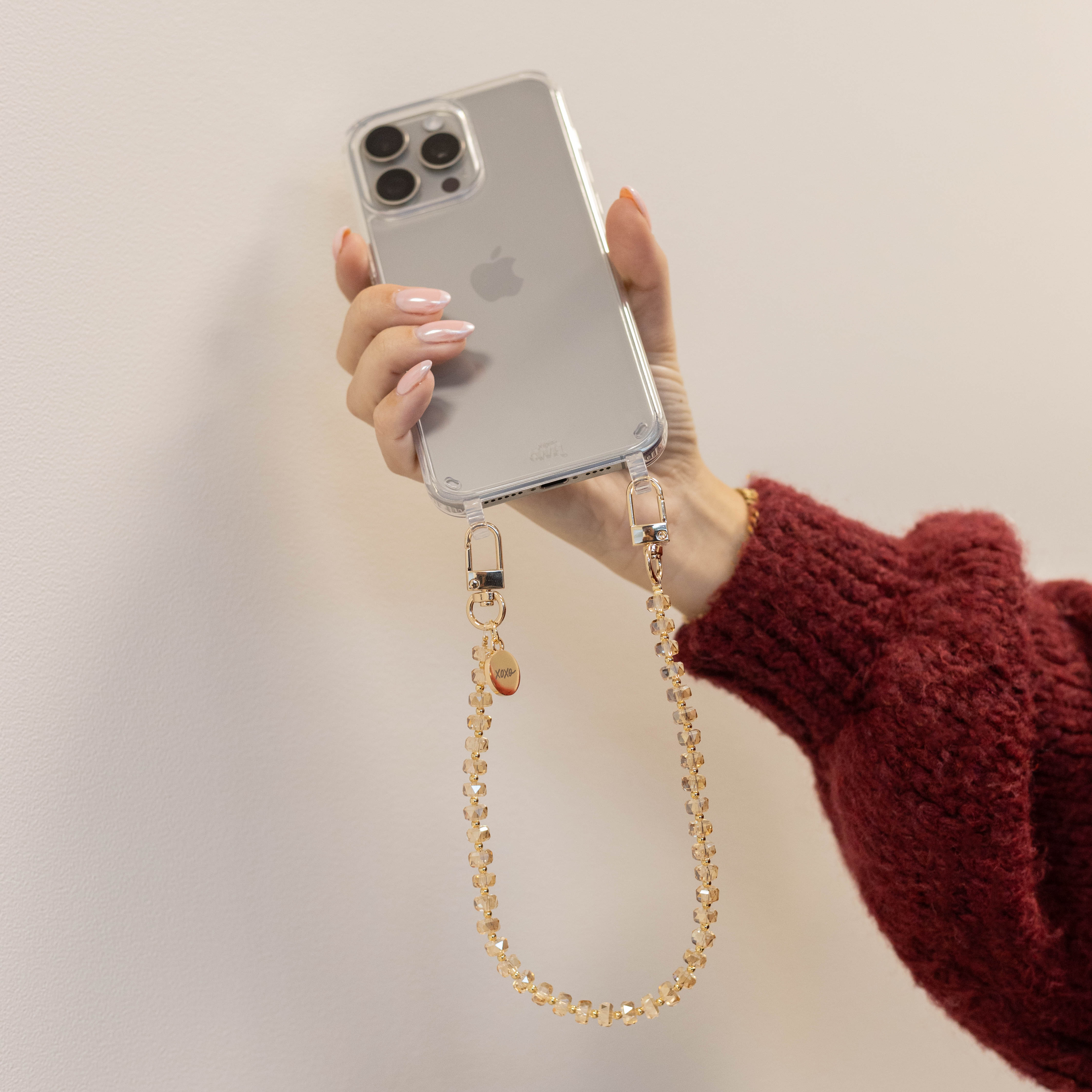 xoxo Wildhearts iPhone 17 Pro Max - Crystal (Brown) Transparant Cord Case