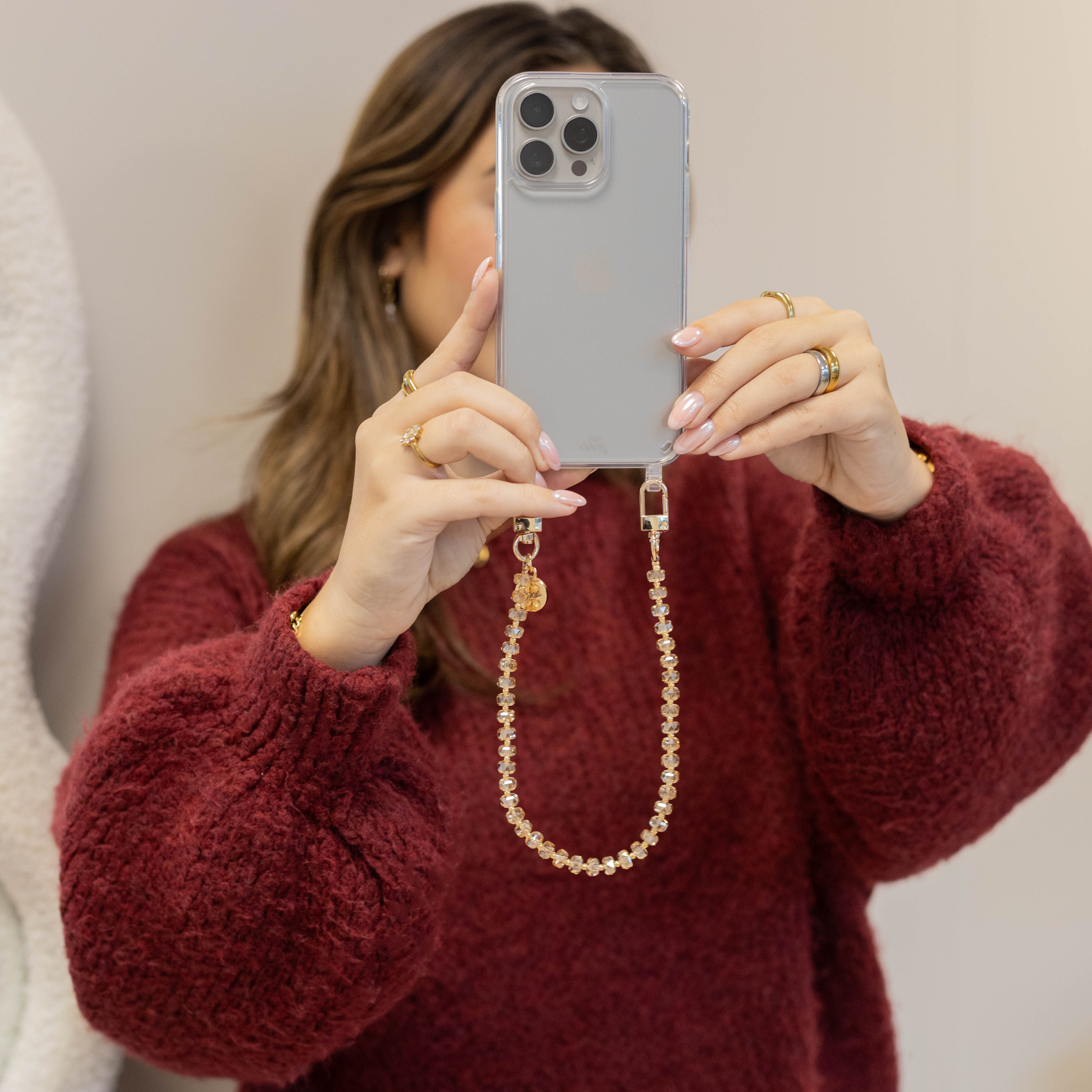 xoxo Wildhearts iPhone 17 Air - Crystal (Brown) Transparant Cord Case