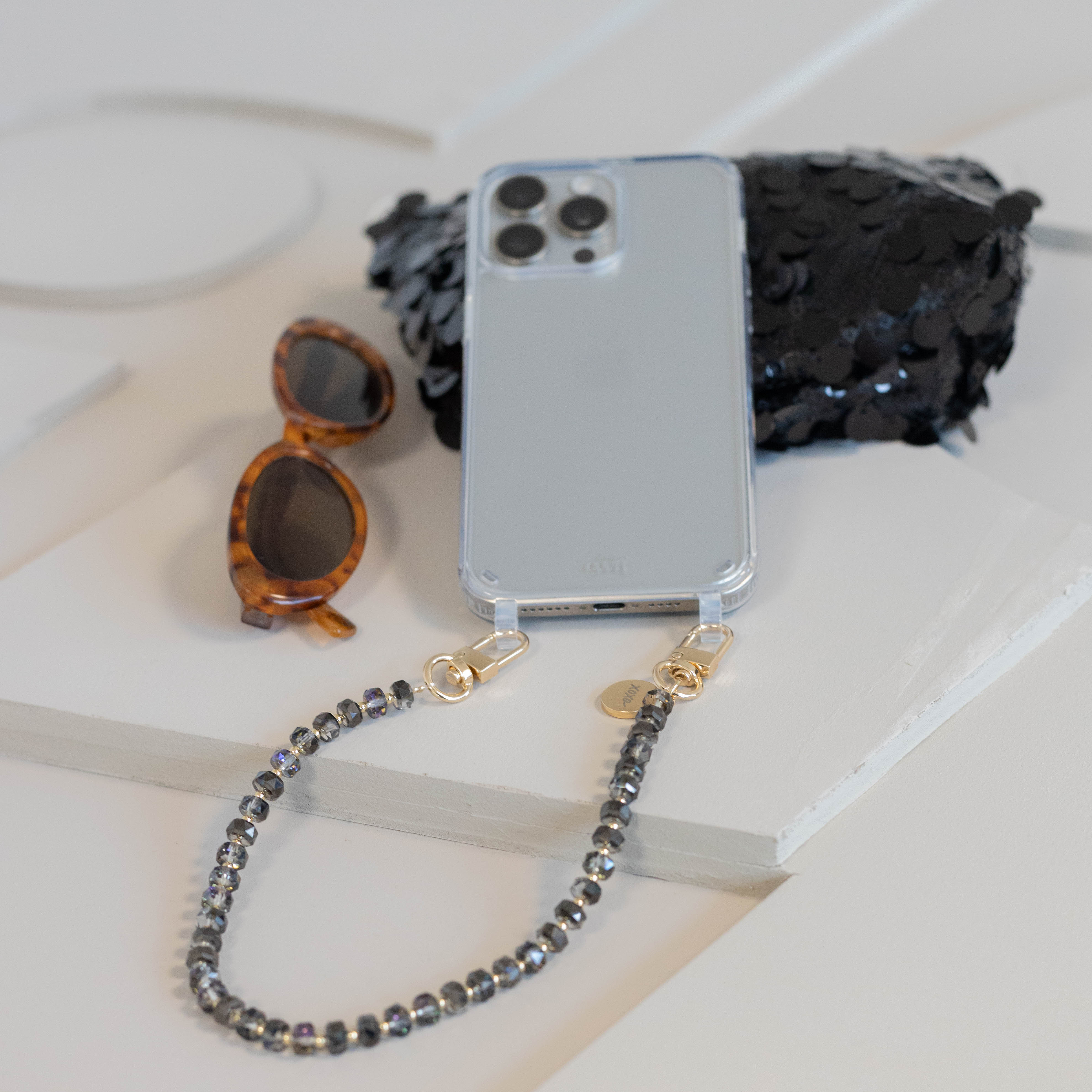 xoxo Wildhearts iPhone 17 Pro Max - Crystal (Black) Transparant Cord Case