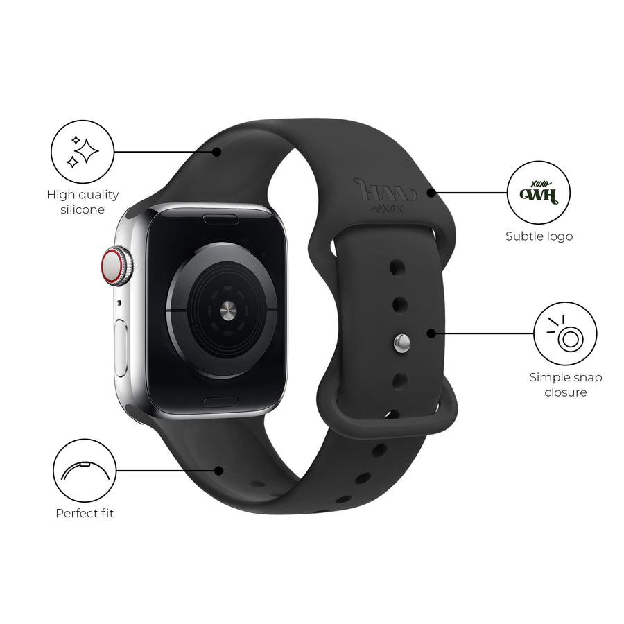 xoxo Wildhearts - Apple Watch siliconen bandje zwart - 38/40/41/42mm