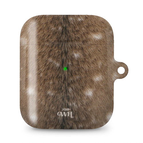 Bambi Bliss AirPods hoesje met glanzende hertenprint, golvende vormen en xoxo GWH logo.