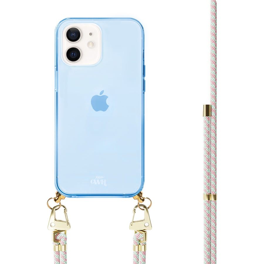 xoxo Wildhearts - iPhone 12 - Aqua Pink Cord Case Blue