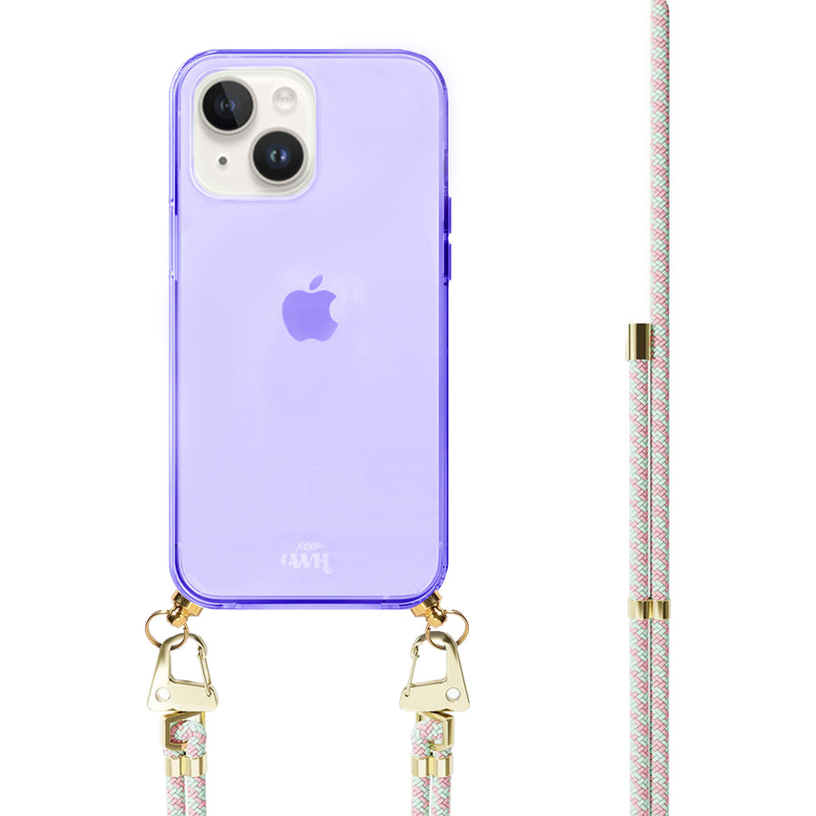 xoxo Wildhearts - iPhone 14 - Aqua Pink Cord Case Purple