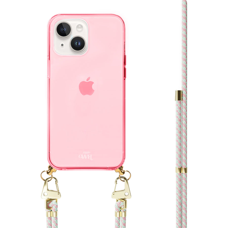 xoxo Wildhearts - iPhone 15 - Aqua Pink Cord Case Pink