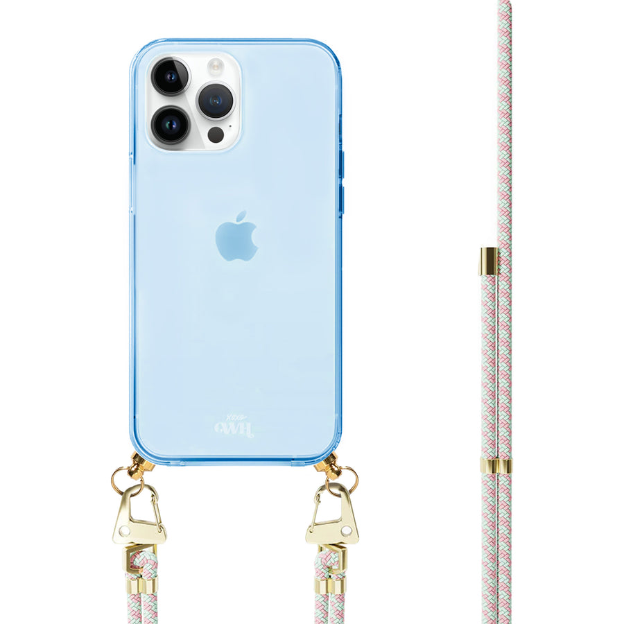 xoxo Wildhearts - iPhone 12 Pro - Aqua Pink Cord Case Blue