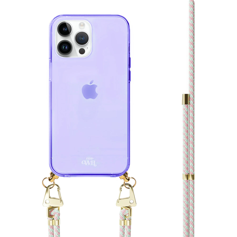 xoxo Wildhearts - iPhone 15 Pro - Aqua Pink Cord Case Purple