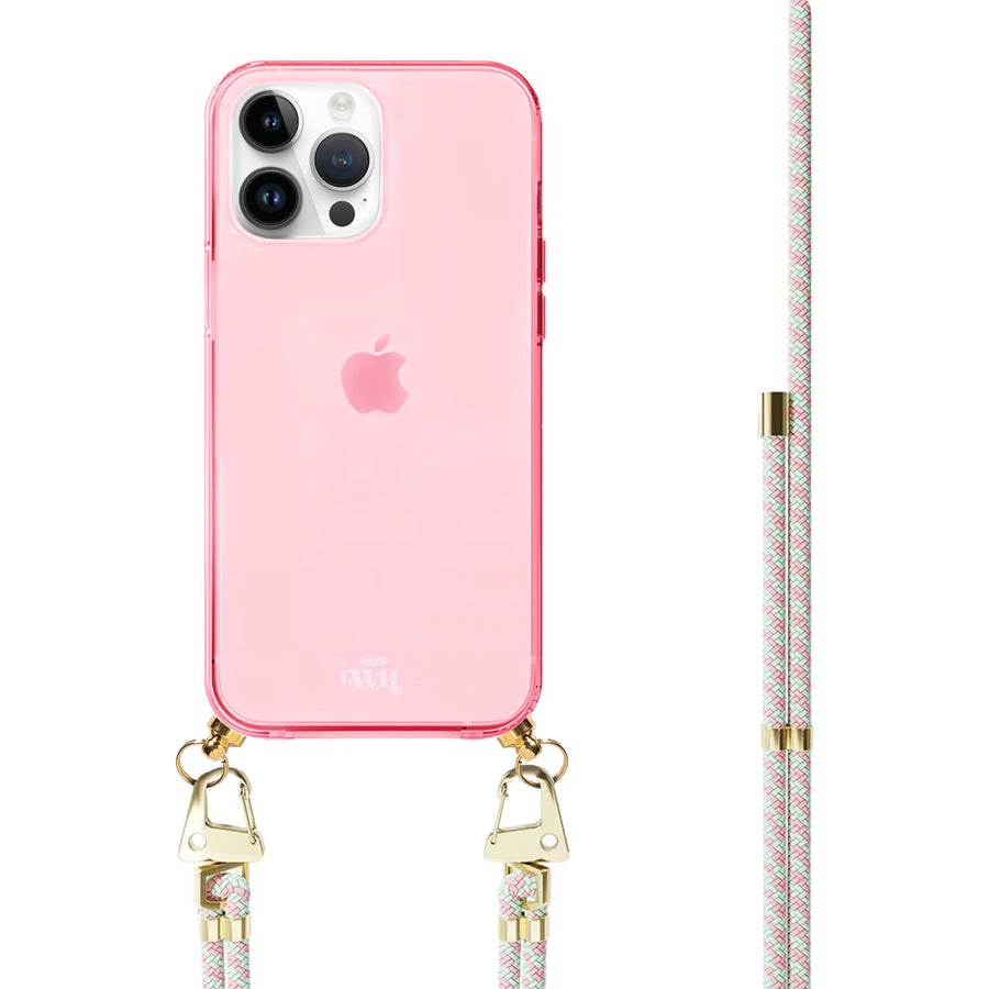 xoxo Wildhearts - iPhone 14 Pro Max - Aqua Pink Cord Case Pink