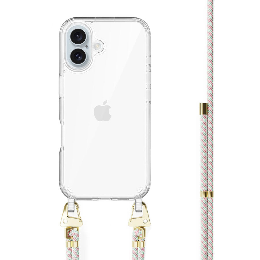 xoxo Wildhearts - iPhone 16 - Aqua Pink Transparant Cord Case